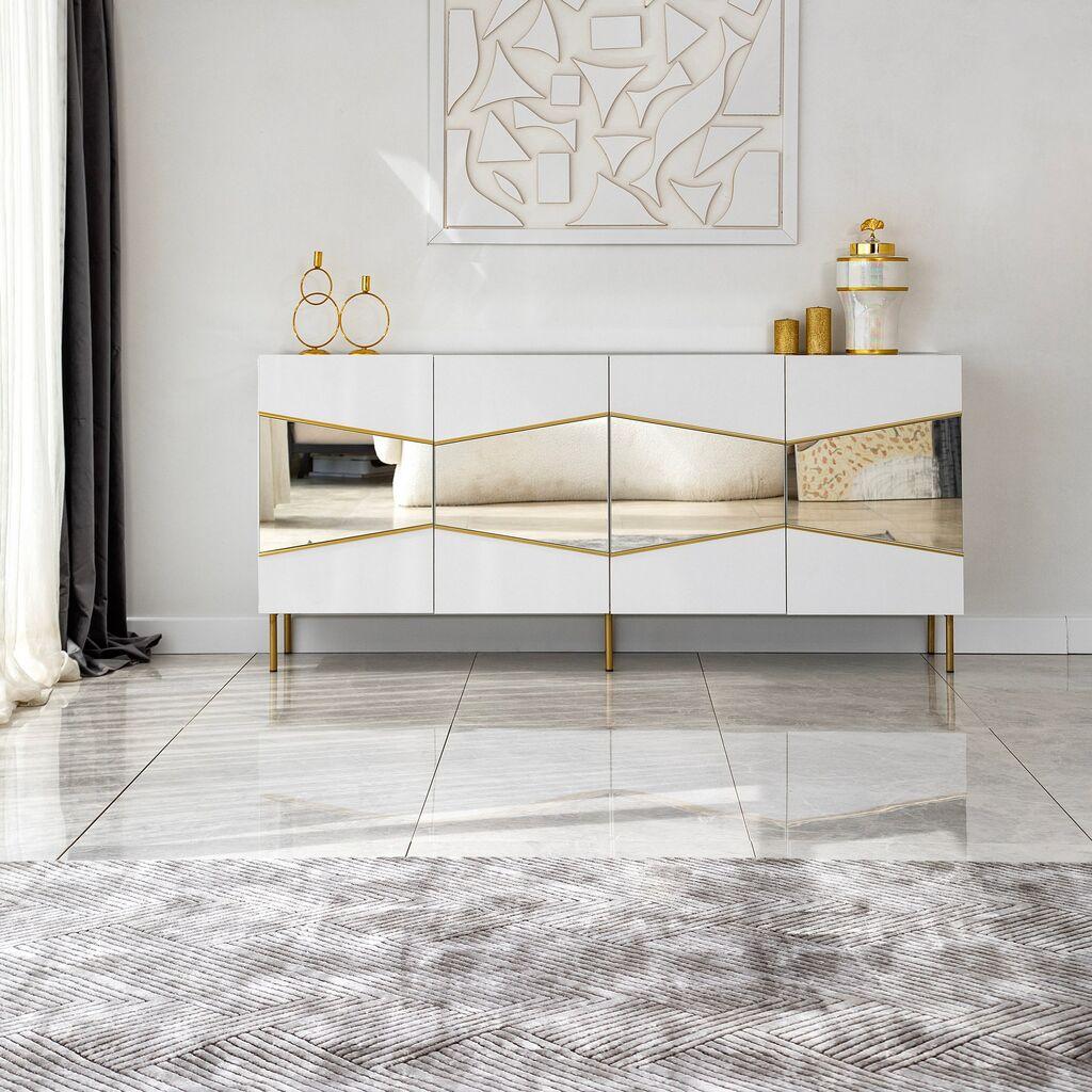 Hanah Home komoda Nice 180x80x40cm bijelo-zlatna