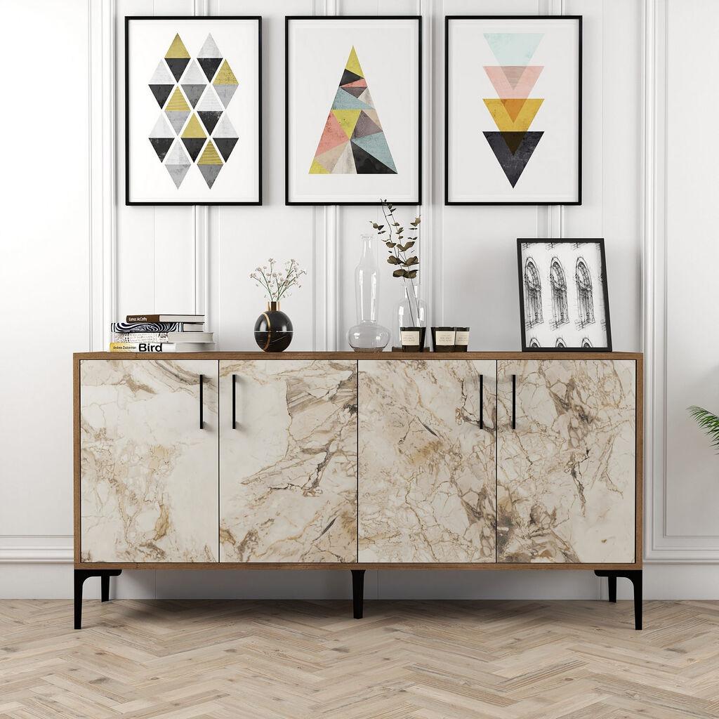 Hanah Home Kiev 160 Komoda, Braon-bijela