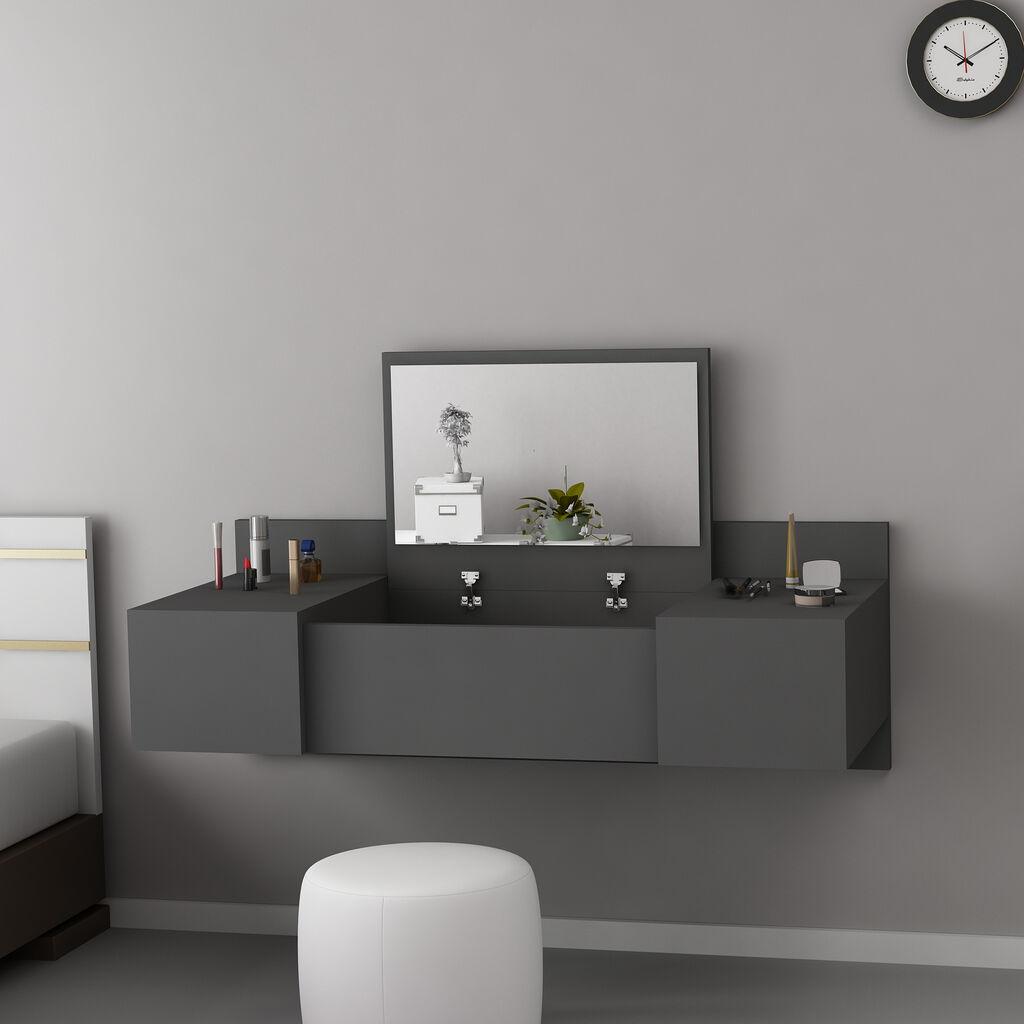 Hanah Home Stol za šminkanje 100x33x39.1cm Antracit