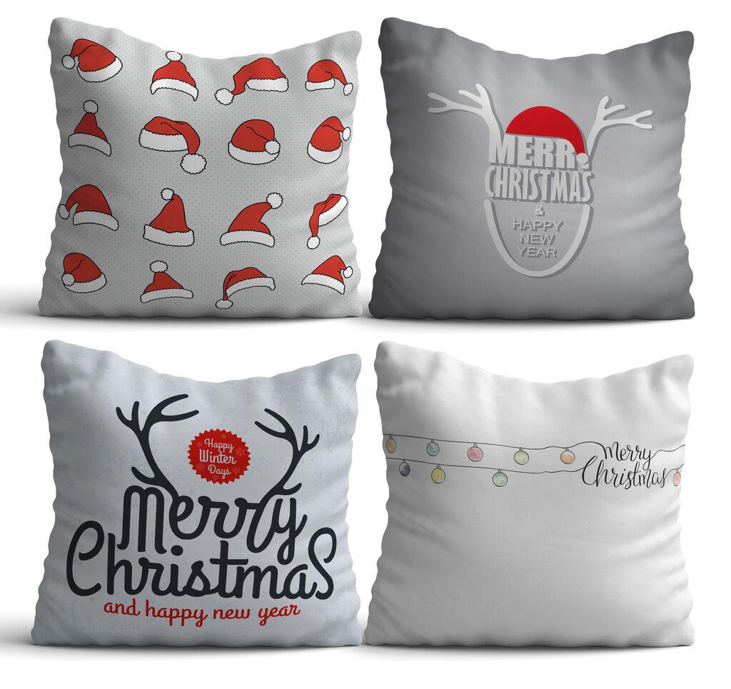 Aberto Design NYXMAS04 Set od 4 ukrasna jastuka, 43 x 43 cm, siva