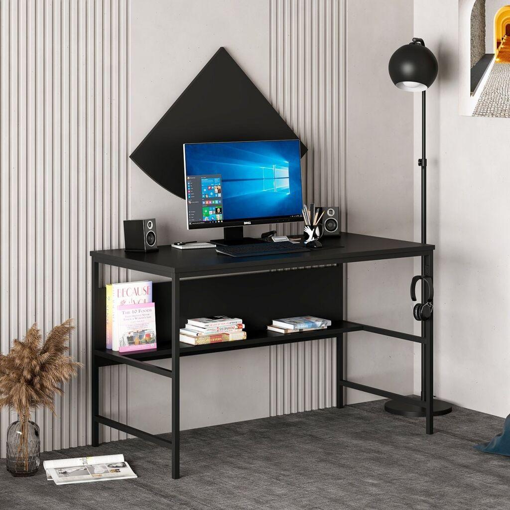 Hanah Home Greta Matte 7041 Crni radni sto 120x74x60 cm, Crna