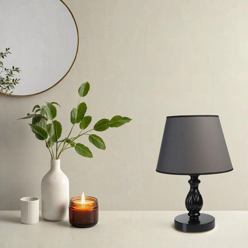 Opviq Stona lampa E27 Grlo, Crno-tamno siva