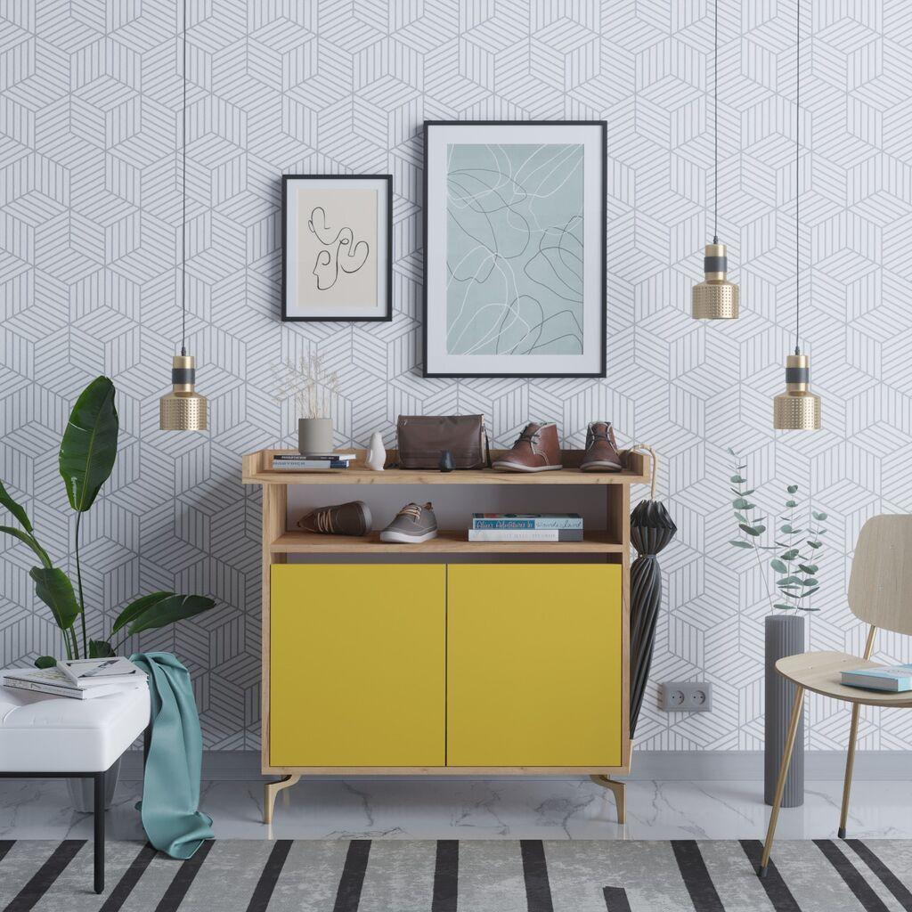 Hanah home Ormarić za cipele 100x102x35cm Hrast-žuti