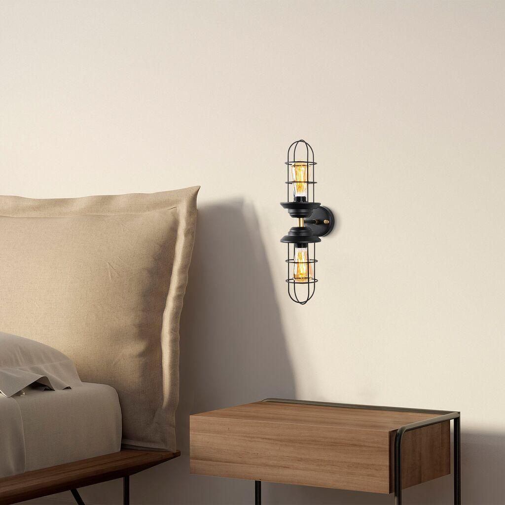 Opviq Zidna lampa 2 x E27 Grlo, Crno-zlatna