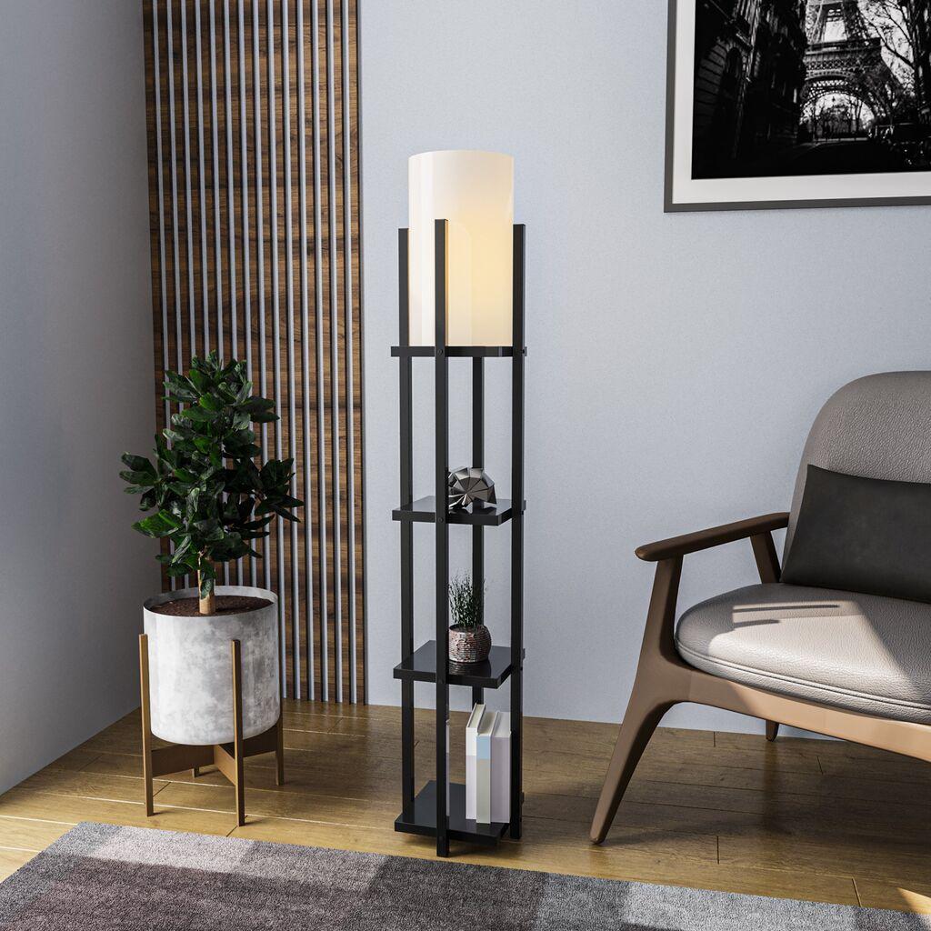 Opviq Polica Lampa 8111 Podna lampa, crno-bijela