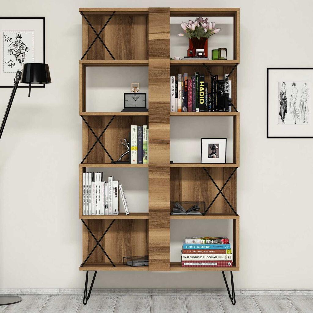 Hanah Home Extra Walnut Polica za knjige 90x167.3x22cm, Smeđa
