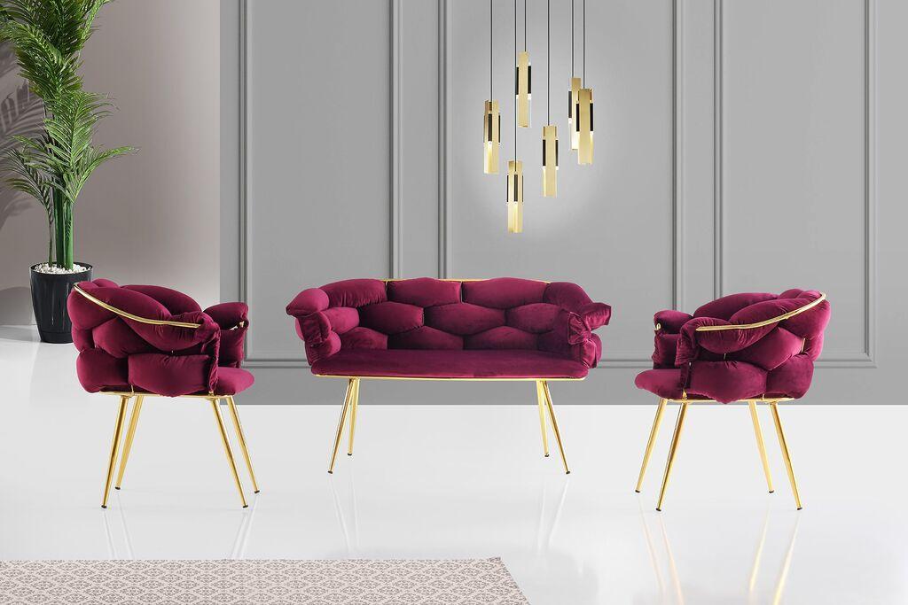 Hanah Home Balon 2105 Garnitura sofa, Bordo