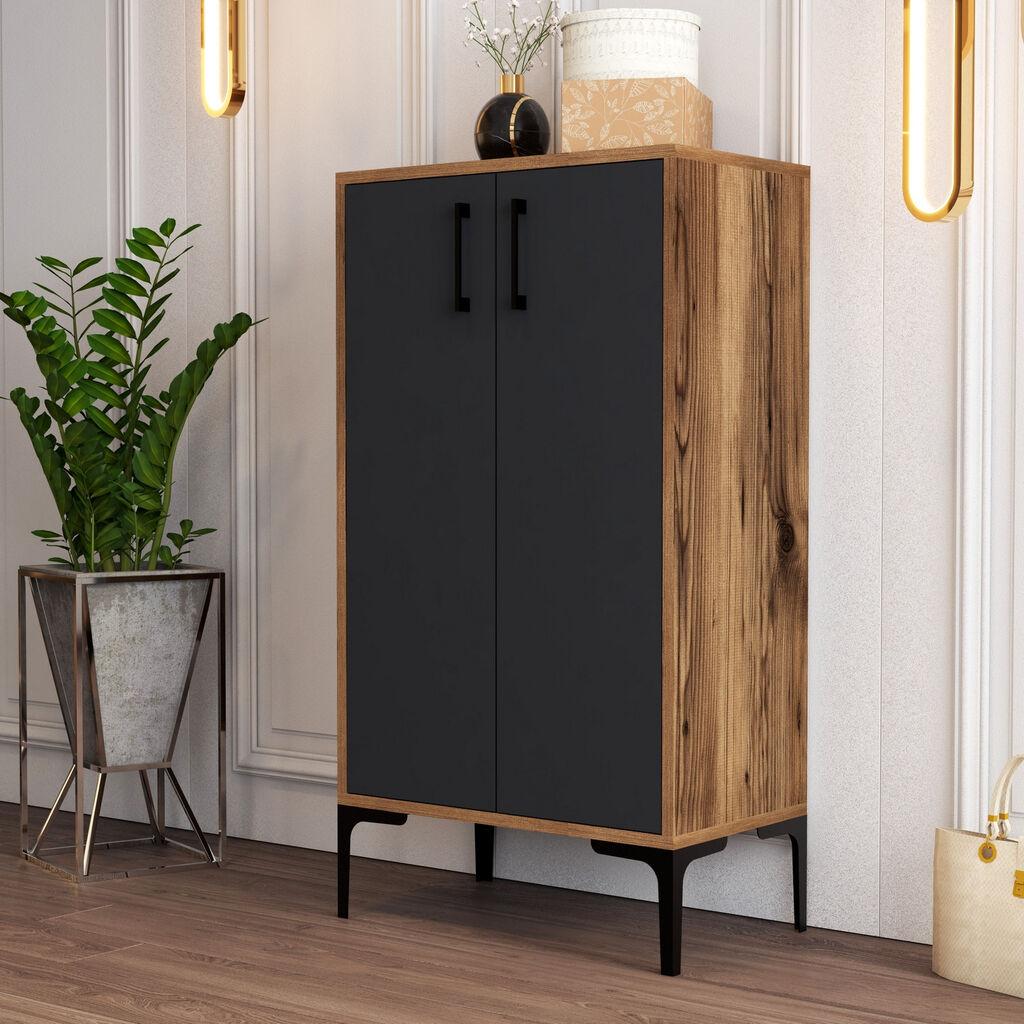 Hanah Home Prag Walnut Anthracite (845HCT4107) Cipelarnik, Smeđi-Crna