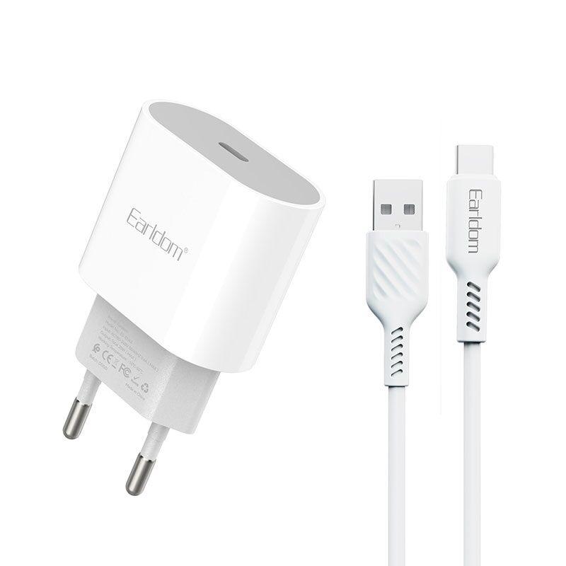 Earldom Punjač ES-EU42 20W PD Tip-C na Tip-C, Bijeli