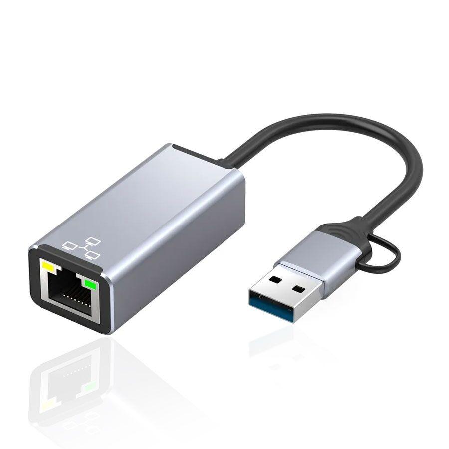 HC-72Q Adapter 2 u 1, USB/Type-C na Ethernet, 1000 Mbps
