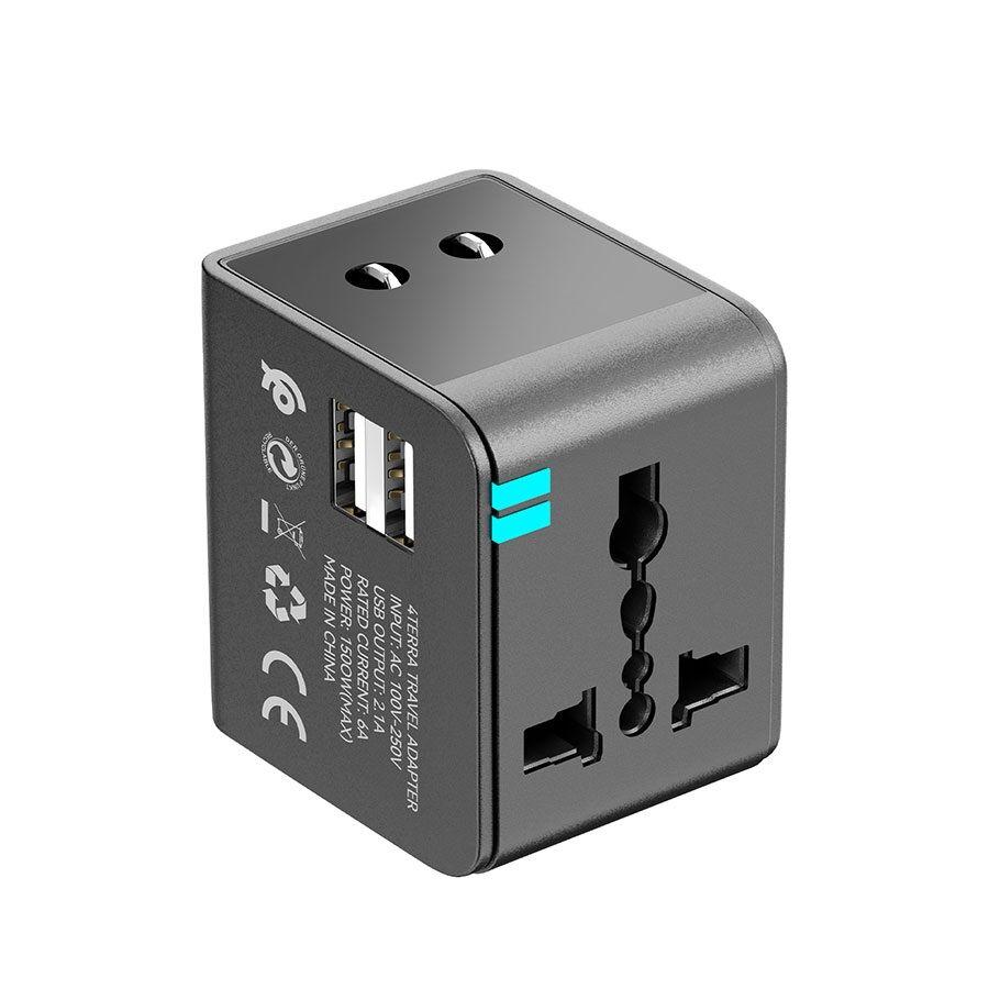 Earldom Univerzalni adapter za punjenje ES-LC18, 1500W, 2 Usb, Crni