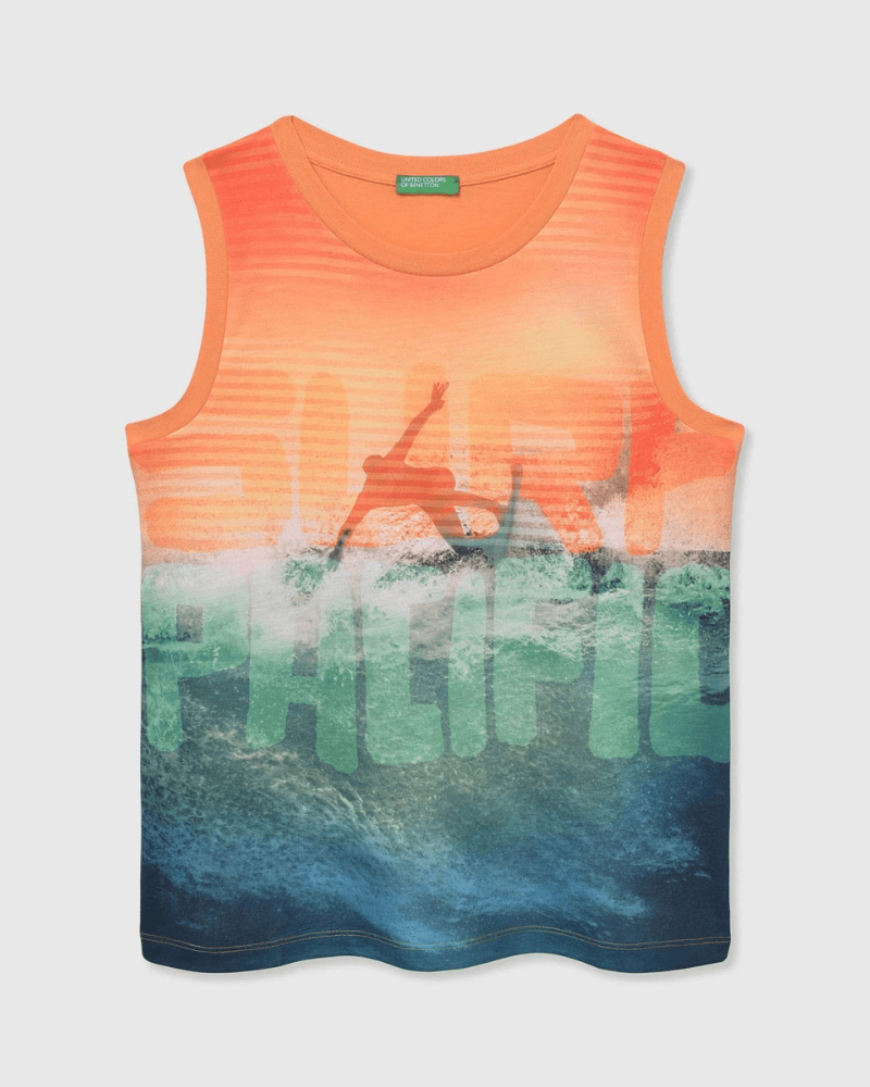 Benetton Majica na bretele za dječake 3RD0CH020G-901-M, Narandžasta