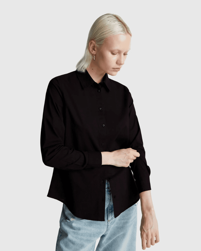 Benetton Ženska košulja dugih rukava 5WPQDQ0AX-100-XS, Crna