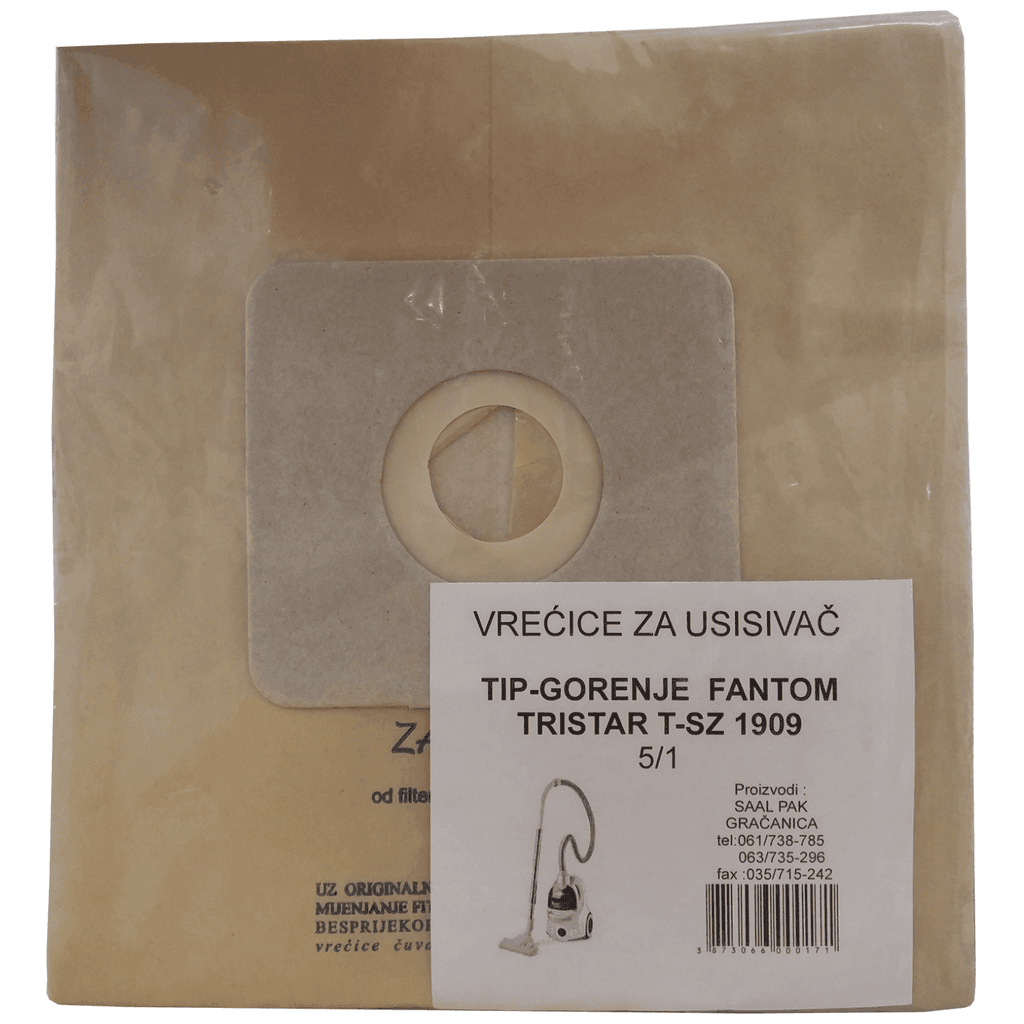 Saal Pak Vrećice za usisivač, Gorenje Fantom, Tristar T-SZ 1909, 17, 5 komada