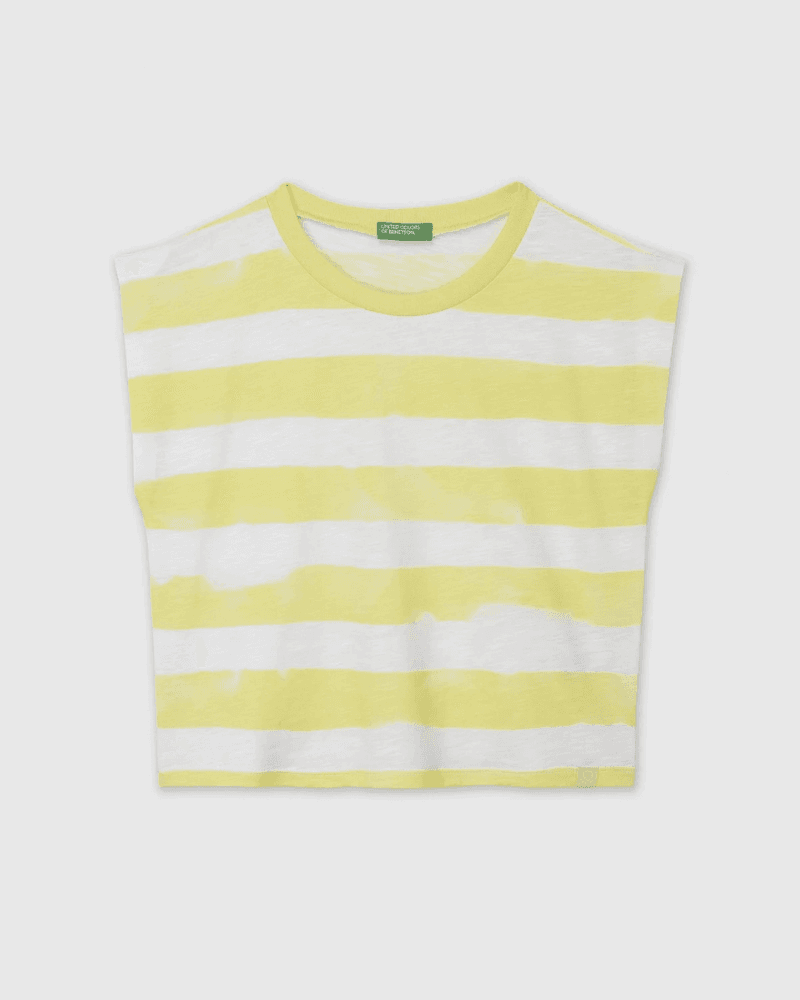 Benetton Majica kratkih rukava za djevojčice 3SL3C10OWG-74P-L, Žuta
