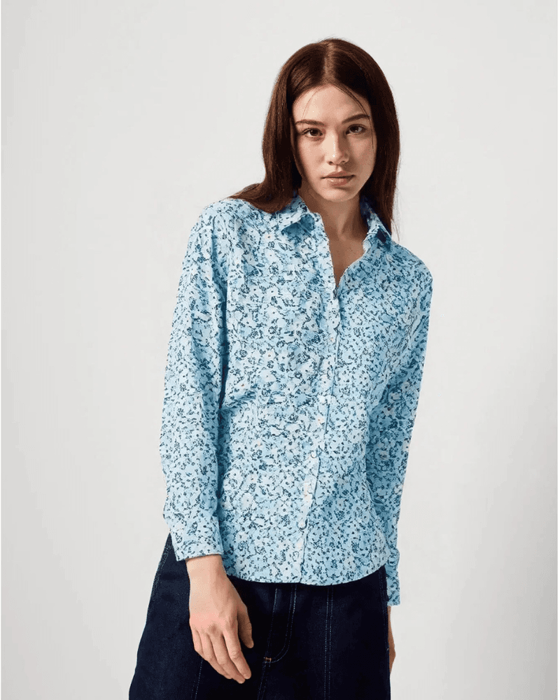 Benetton Ženska košulja dugih rukava 5Q6SDQ0AY-67A-XS, Plava