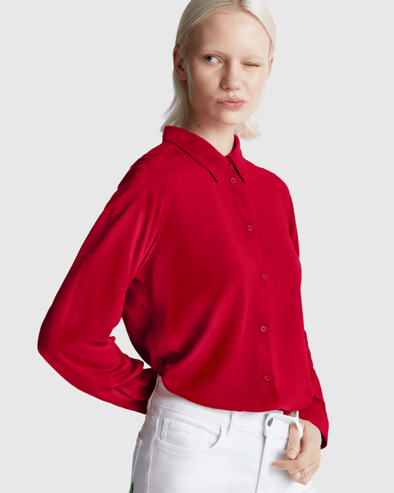 Benetton Ženska košulja dugih rukava 5WPWDQ0B0-23Z-XS, Crvena