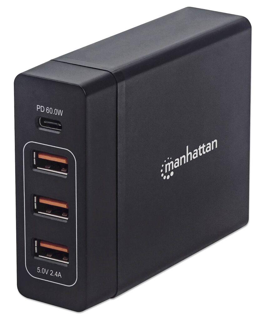 Manhattan Docking stanica, 3xUSB A, 1xUSB C, 72W, Crna