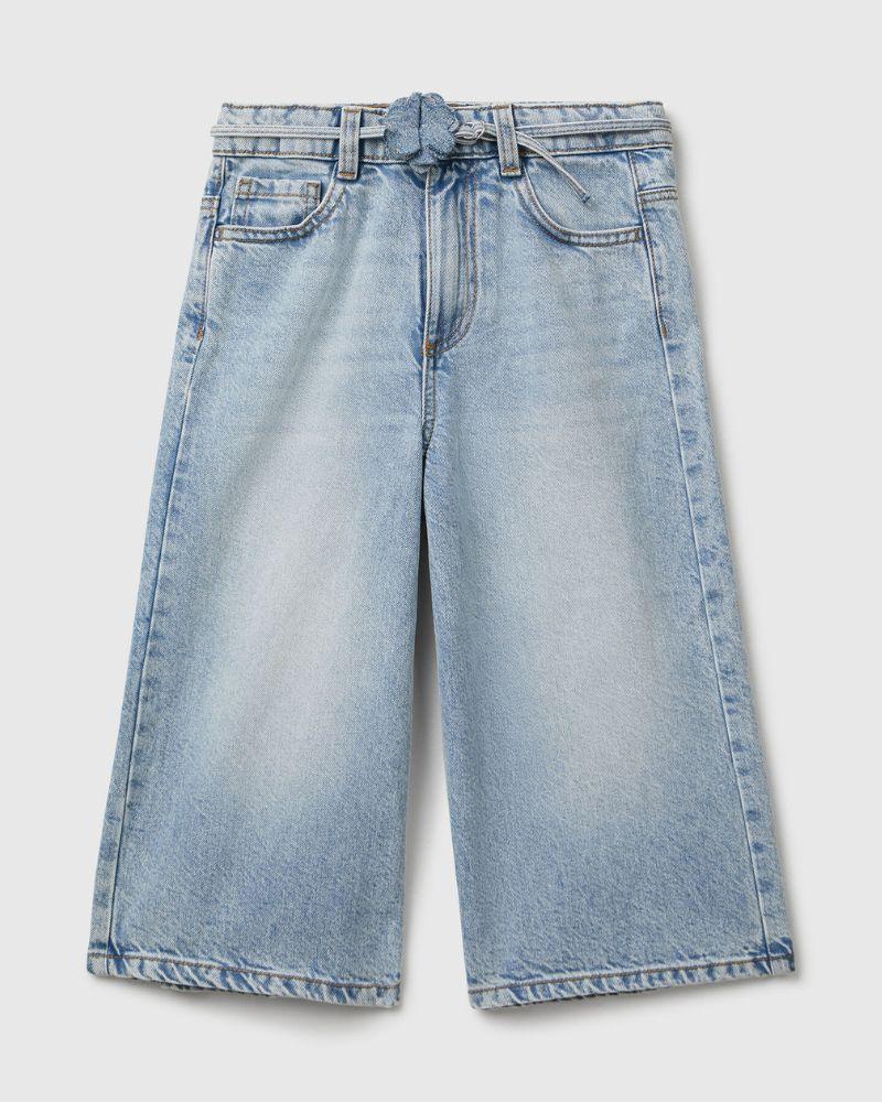 Benetton Pantalone za djevojčice sa kaišom 4R76CF04UG-901-L, Plave