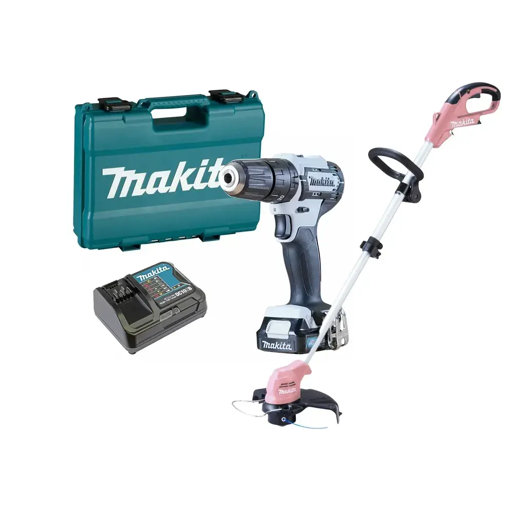 Makita Aku udarna bušilica, HP333DSAW i Aku trimer za travu, UR100DPZ