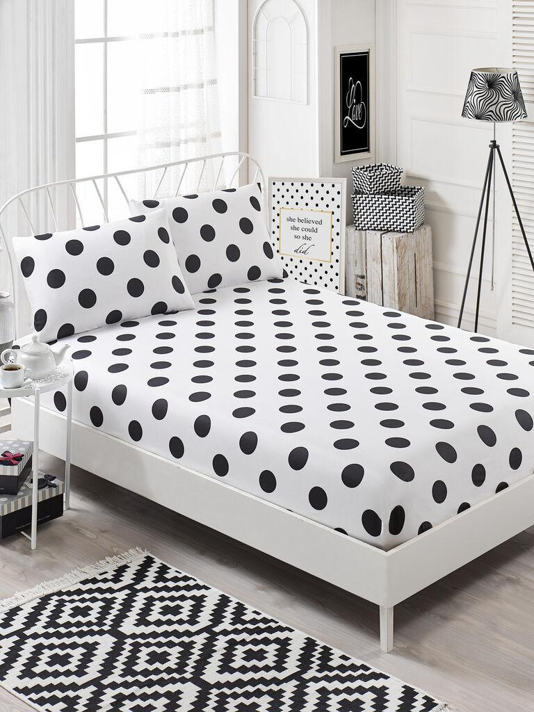 L'essentiel Maison set posteljine za francuski krevet, 65% pamuk, 35% poliester, crno-bijela, 160 x 200 cm