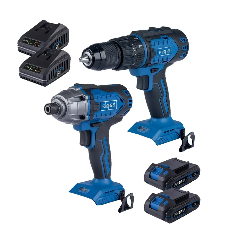 Scheppach Aku set, Udarni odvijač i Aku udarna bušilica, Brushless, IXES 7
