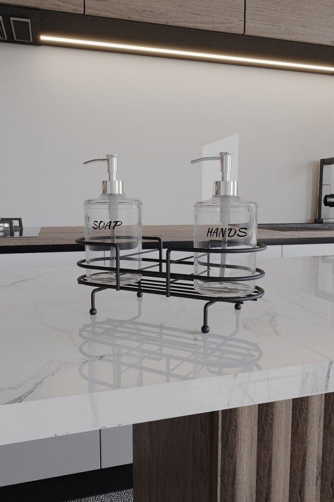 Hermia dozator sapuna, 100% metal, 24 x 38 x 40 cm, debljina 2,5-5 mm, crni