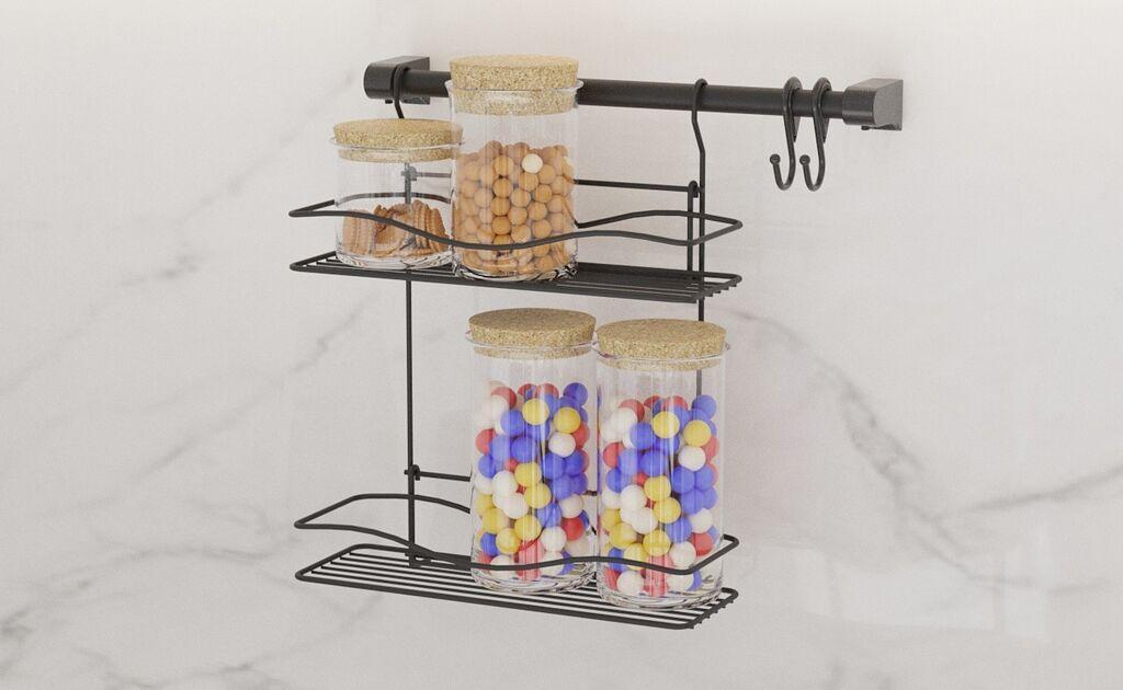 Hermia Organizator za kuhinju, 41 x 18 x 25 cm, 100% metal, debljina 2,5-5 mm, crna