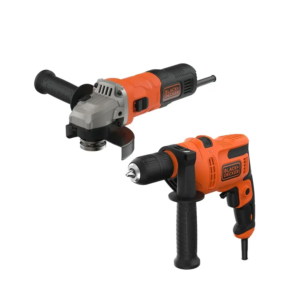 Black+Decker Set brusilica 115 mm, 710 W, BEG010, i Udarna bušilica, 500 W, BEH200