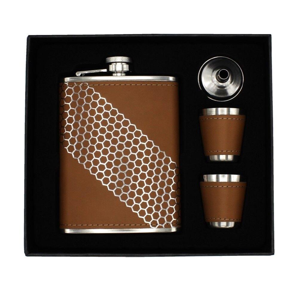 Poklon set - HEKSAGON DIZAJN 913-1953 ploska (240ml), 2 čašice + lijevak