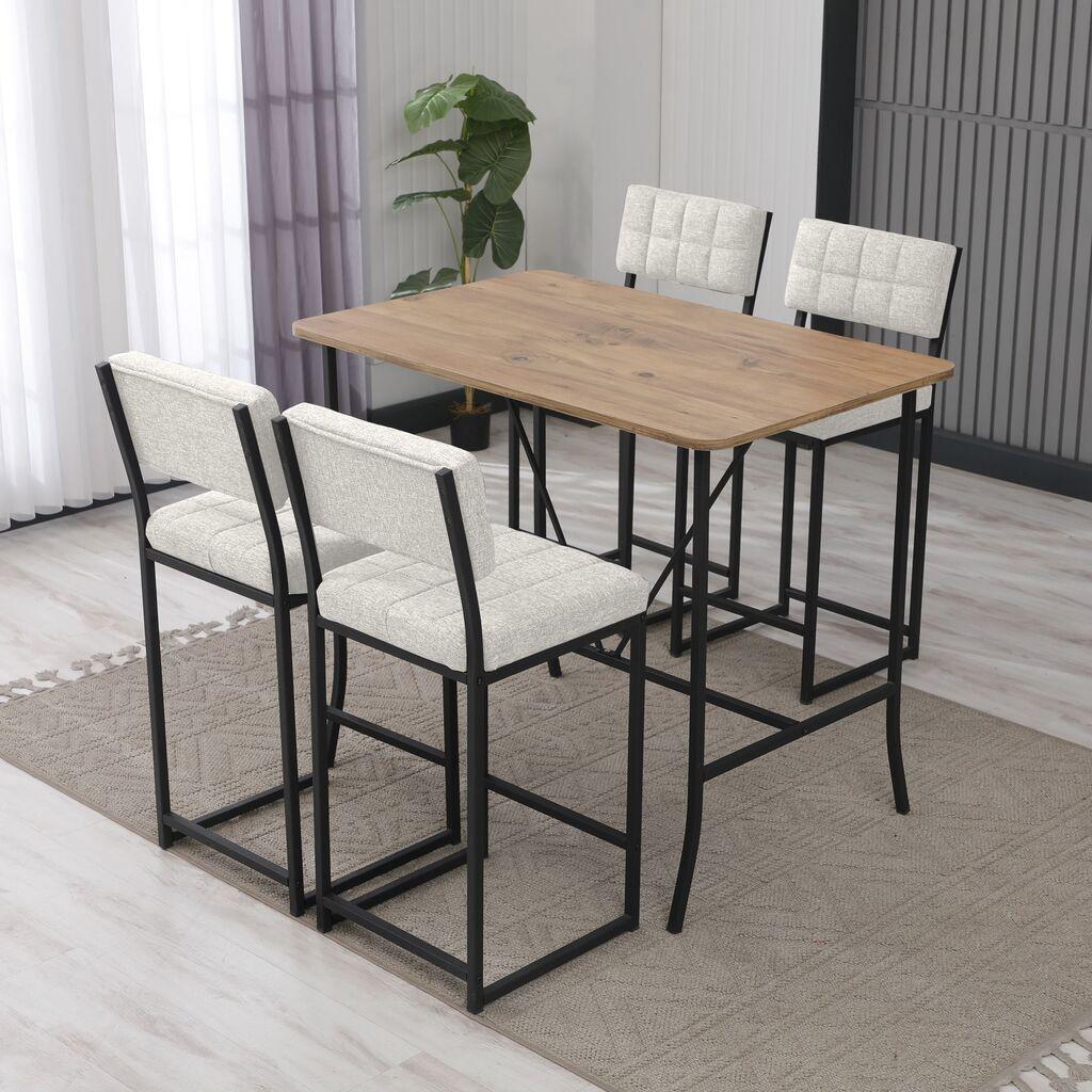 Hanah Home Set barskih stolova i stolica, 110x92x70 cm, 5 delova, Krem