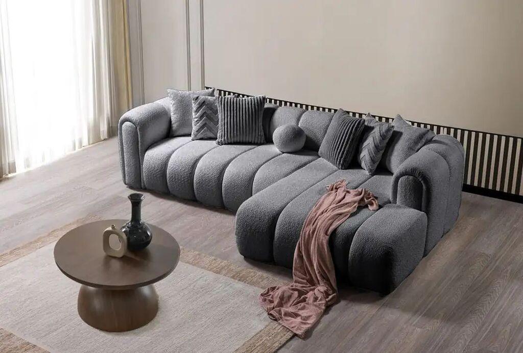 Atelier del Sofa Ugaona sofa na razvlačenje N-Line Desna, 265 x 185 x 95 cm, Tamno siva