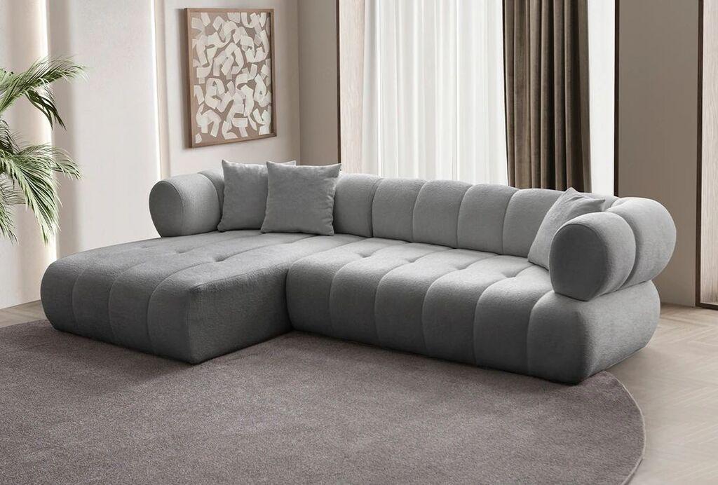 Atelier del Sofa Ugaona garnitura na razvlačenje Petra Left, 280x170x90 cm, Siva