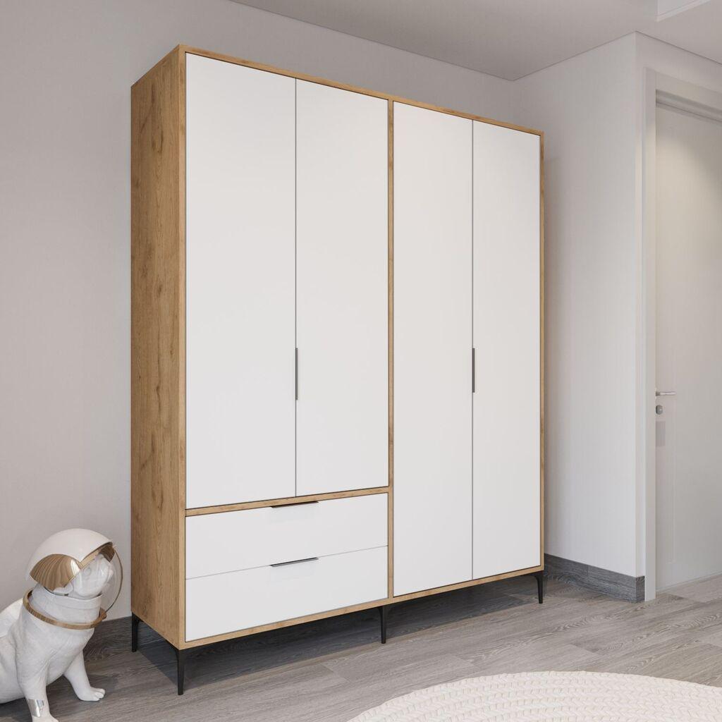 Hanah Home Ormar sa Kraljevskim Fiokama 160, 160 x 183 x 45 cm, Bijela