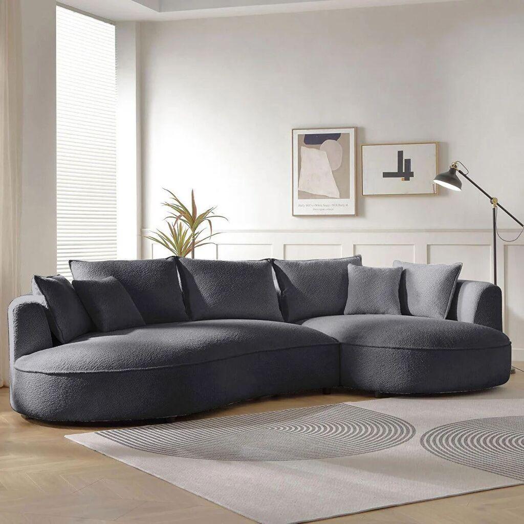 Atelier del Sofa Ugaona garnitura na razvlačenje Venedik Right, 317x163.5x71 cm, Tamnosiva
