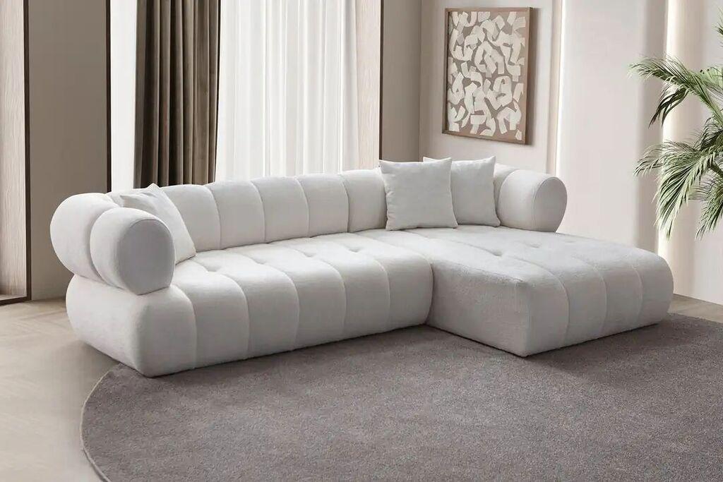 Atelier del Sofa Ugaona garnitura na razvlačenje Petra Right, 280x170x90 cm, Bijela