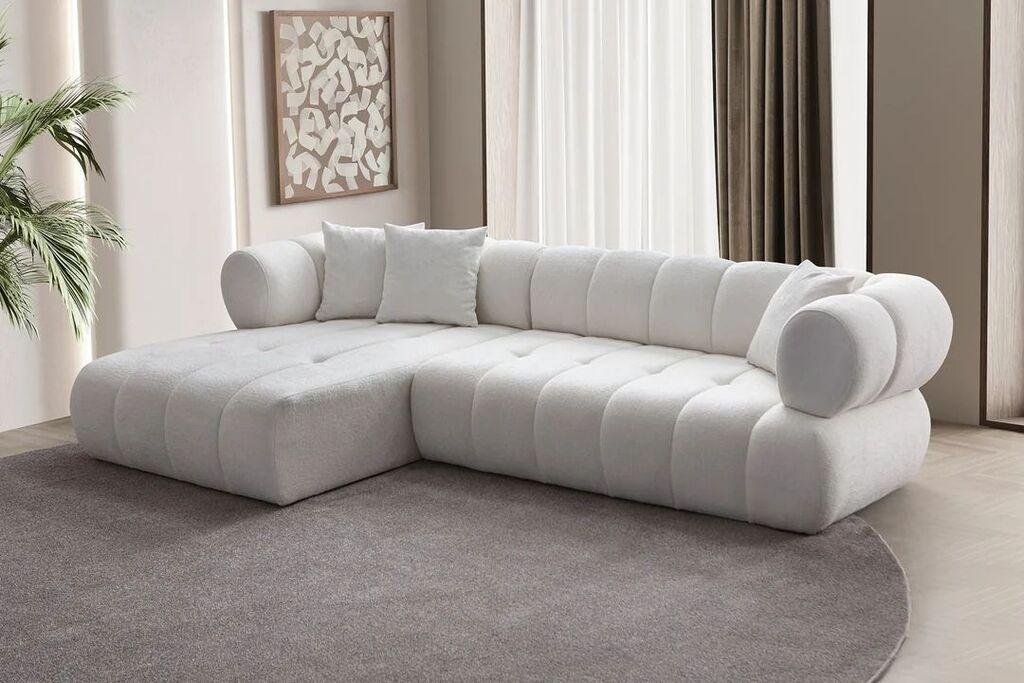 Atelier del Sofa Ugaona garnitura na razvlačenje Petra Left, 280x170x90 cm, Bijela