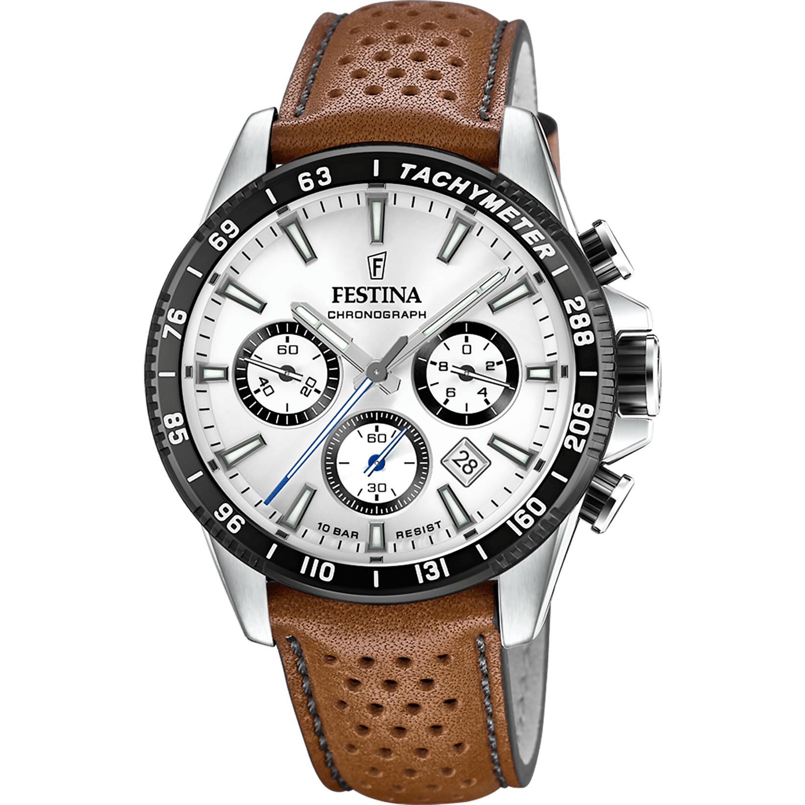 FESTINA Muški ručni sat F20561/1, Kvarcni mehanizam, Bijelo kućište, Smeđe boje