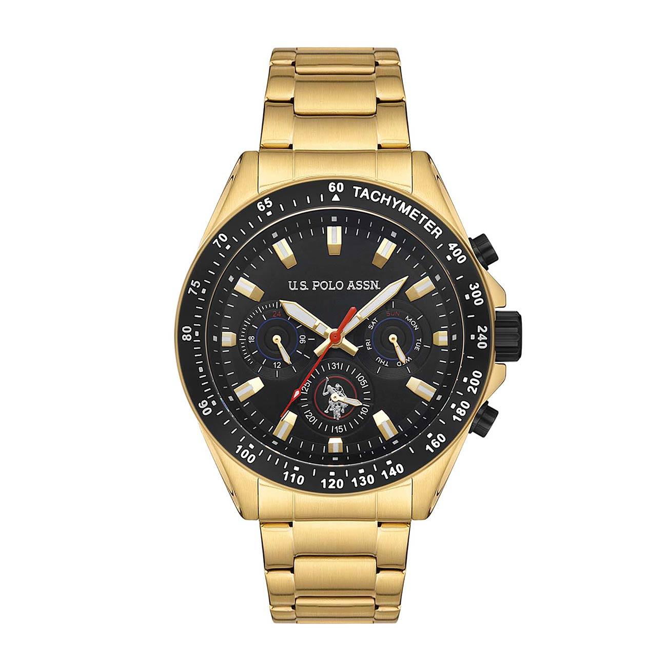 U.S. POLO ASSN. Muški ručni sat USPA1040-02, Kvarcni mehanizam, Crno kućište, Zlatne boje