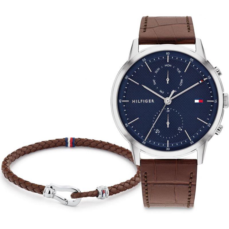 TOMMY HILFIGER Muški ručni sat TH2770095, Kvarcni mehanizam, Plavo kućište, Smeđe boje