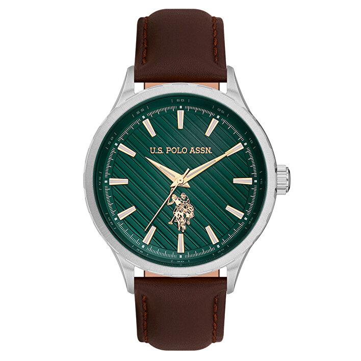 U.S. POLO ASSN. Muški ručni sat USPA1069-05, Kvarcni mehanizam, Zeleno kućište, Smeđe boje