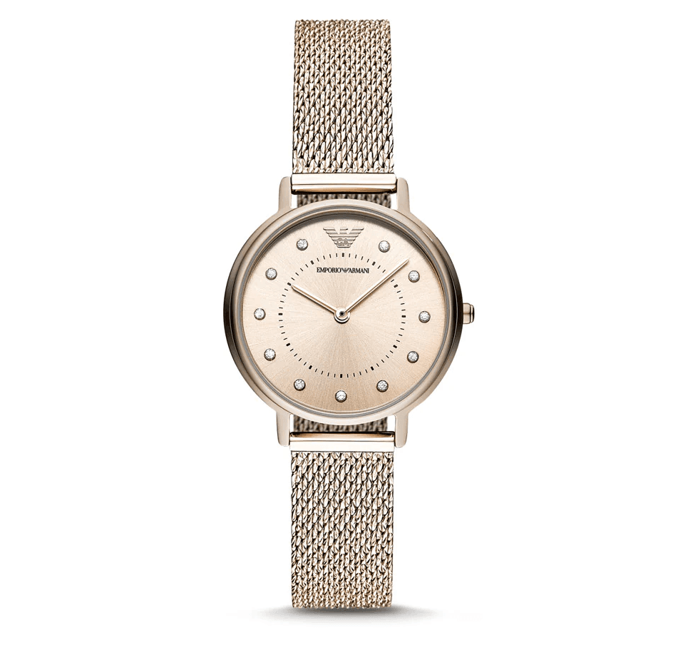 EMPORIO ARMANI Ženski ručni sat AR11129, Kvarcni mehanizam, Smeđe kućište, Rose gold