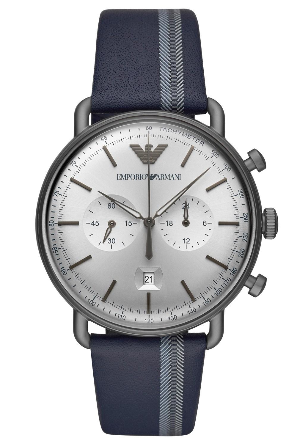 EMPORIO ARMANI Muški ručni sat AR11202, Kvarcni mehanizam, Sivo kućište, Teget