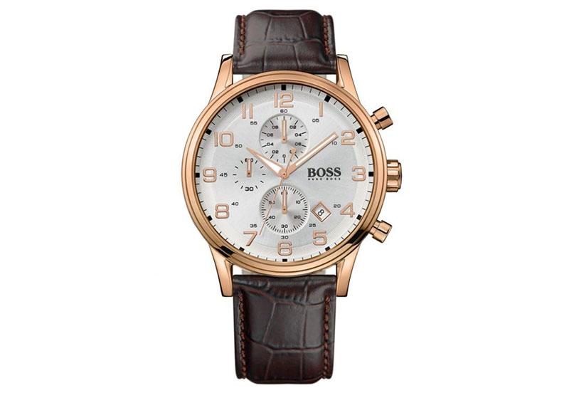 HUGO BOSS Muški ručni sat HB1512519, Kvarcni mehanizam, Sivo kućište, Smeđe boje