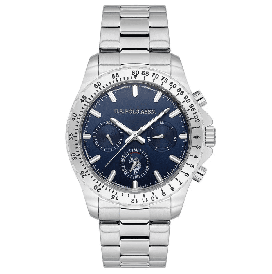 U.S. POLO ASSN. Muški ručni sat USPA1108-01, Kvarcni mehanizam, Plavo kućište, Srebrne boje