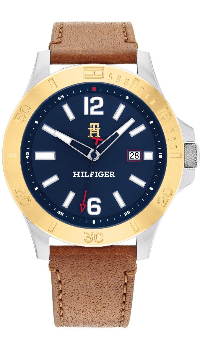 TOMMY HILFIGER Muški ručni sat 1710529, Kvarcni mehanizam, Plavo kućište, Smeđe boje