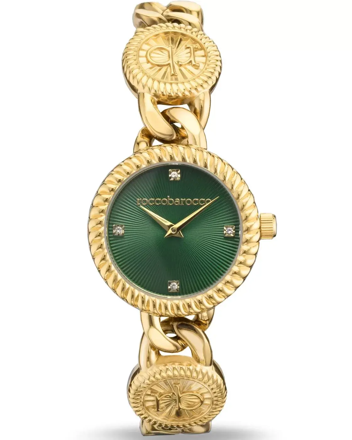 ROCCO BAROCCO Ženski ručni sat RB5045L-04M, Kvarcni mehanizam, Zeleno kućište, Zlatne boje