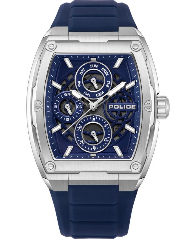 POLICE Muški ručni sat PEWJQ0004502, Kvarcni mehanizam, Sivo kućište, Teget