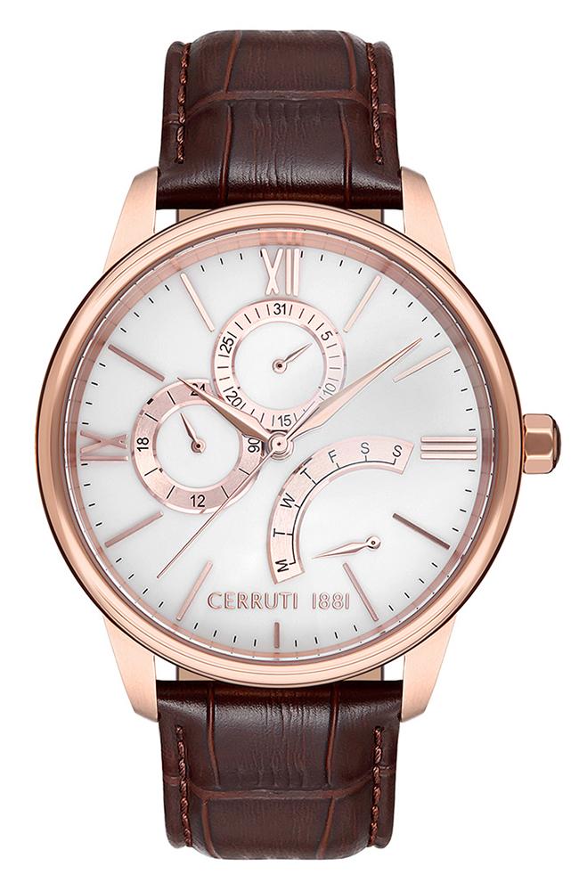 CERRUTI 1881 Muški ručni sat CRA26505, Kvarcni mehanizam, Bijelo kućište, Smeđe boje