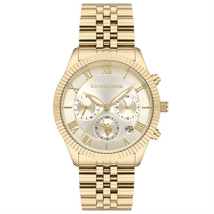 U.S. POLO ASSN. Ženski ručni sat US2040-04, Kvarcni mehanizam, Zlatno kućište, Zlatne boje